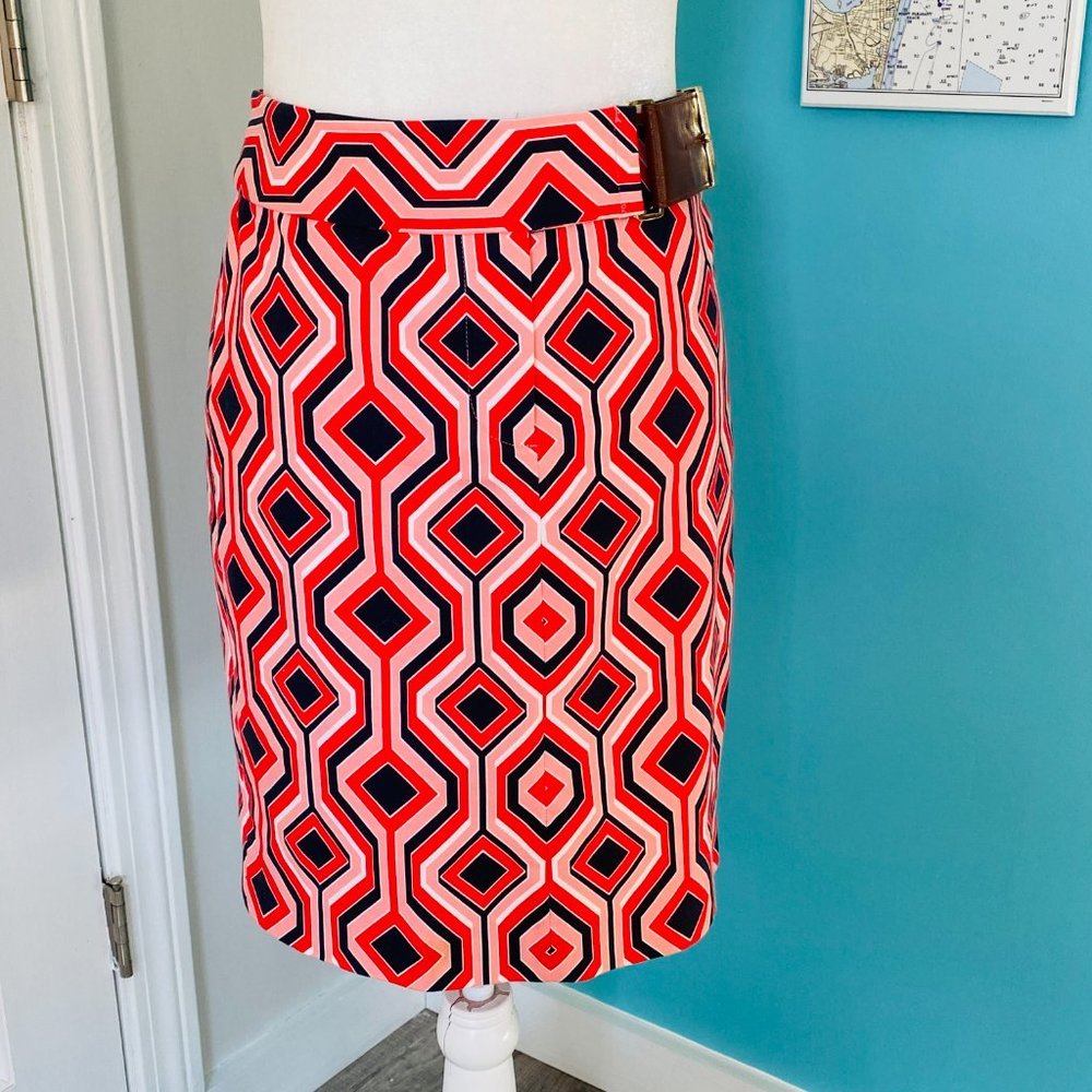 Michael Kors Mod Inspired A Line Skirt w Leather Belt Detail (size 4P)